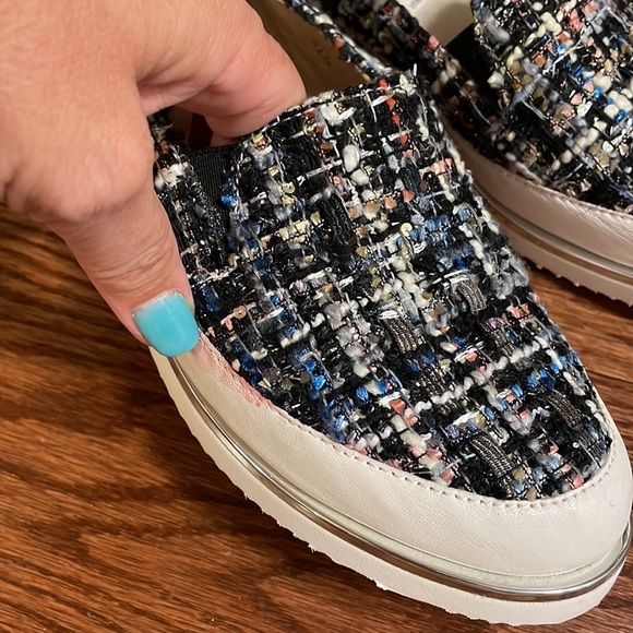 RON WHITE Sha-Nell TWEED boucle SLIP ON SNEAKER CUSHIONED COMFORT 37 1/2 - Picture 10 of 16